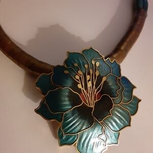 Green Cloisonne Necklace 20"